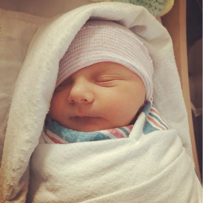 Little JAmeson was born this week by caesarean. Photo: Instagram/Cassiday Proctor