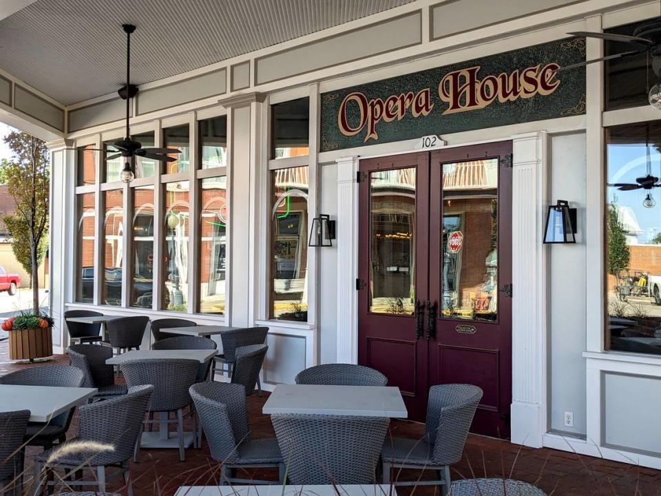 A view of the main entrance and patio area at 1860 Public House in Red Bud