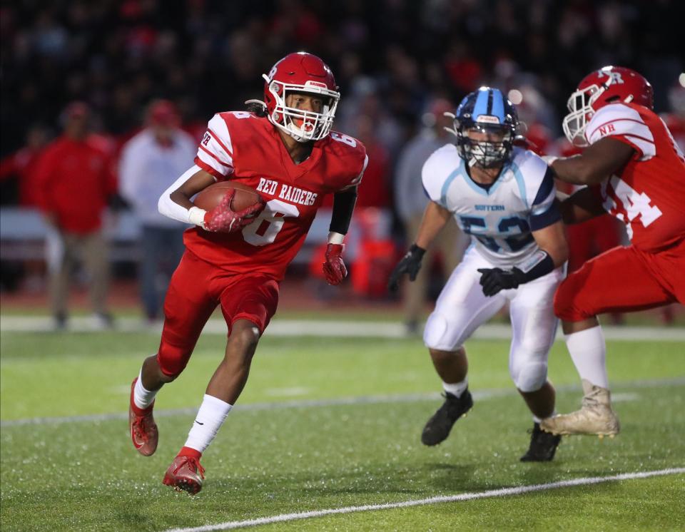 North Rockland's Ethan Farrar (6) with the carry during their 23-16 win over Suffern in football action at Suffern Middle School in Suffern on Friday, September 23, 2022.