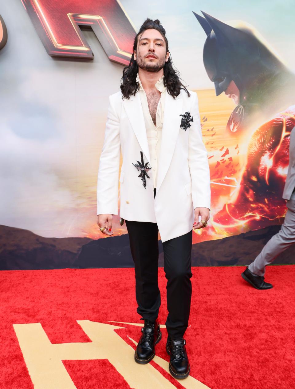 Ezra Miller attends the Los Angeles premiere of Warner Bros. "The Flash" at Ovation Hollywood on June 12, 2023.