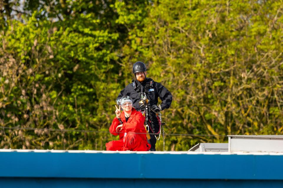 Specialist officers were deployed to the roof to arrest protesters. (PA)