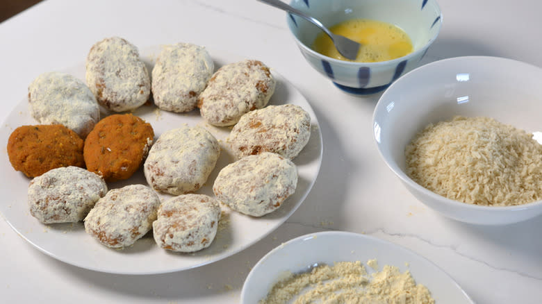 breading sweet potato croquettes