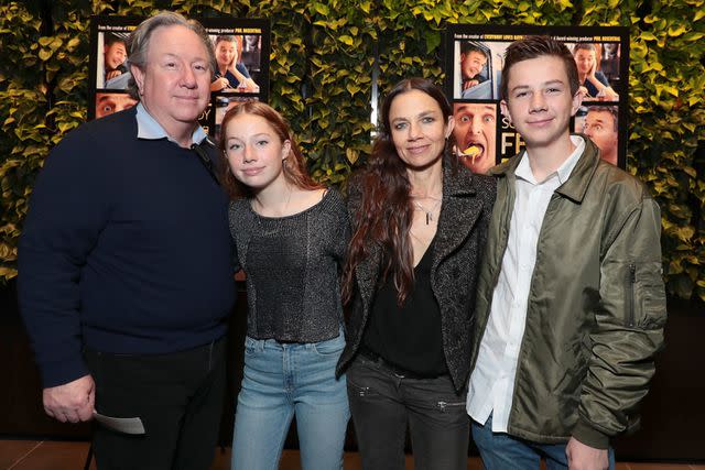 <p>Eric Charbonneau/Getty</p> Mark Fluent, Gianetta Fluent, Justine Bateman and Duke Kenneth Fluent attend a special screening of Somebody Feed Phil in Los Angeles, CA on January 9, 2018