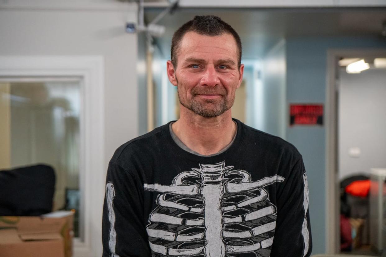 Gary Hooper says he's been living in a tent since he arrived in Thunder Bay, Ont., a couple of months ago. He enjoys being on his own, but the rain, cold winds and fear of losing his belongings have been challenging. (Sarah Law/CBC - image credit)