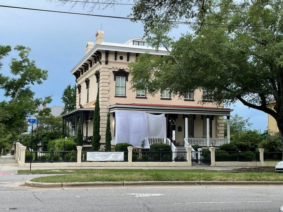 The Latimer House during filming in 2022 for "In the Pines," a short film based on the Wilmington 1898 coup backed by the John Locke Foundation.