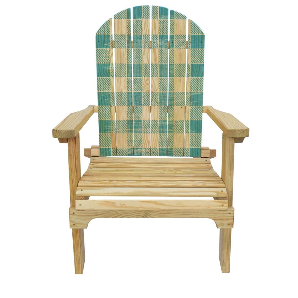 7) Plaid Adirondack Chair