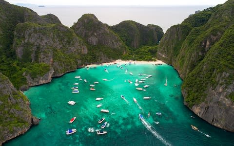 Maya Bay from the popular film The Beach closed indefinitely in 2018 - Credit: Getty