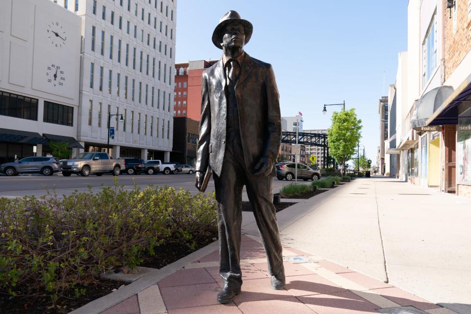 A statue of McKinley Burnett, a pivotal figure in the Brown v. Board of Education case, can be seen on S. Kansas Avenue.