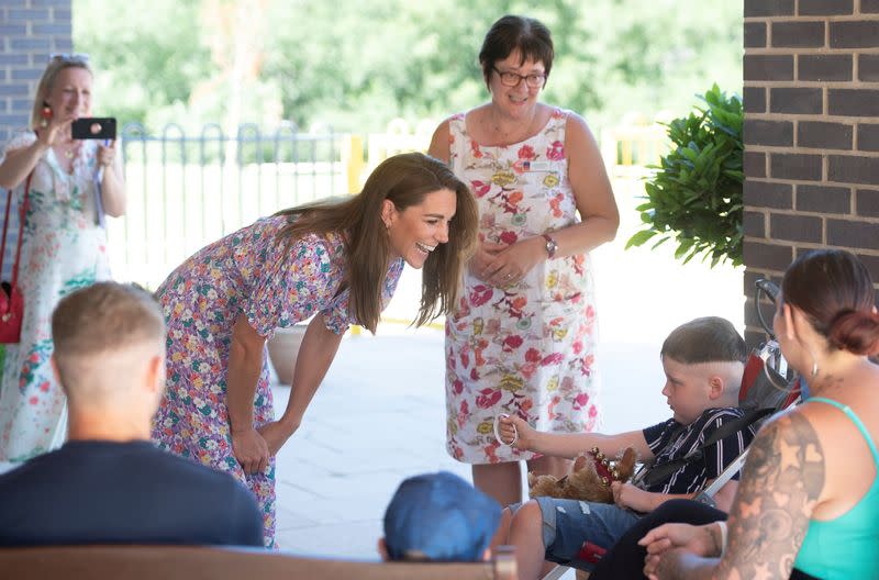 Britain's Catherine, Duchess of Cambridge, visits the Nook Children's Hospice in Framingham Earl