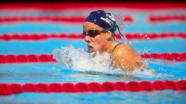 PHOTO: Jamie Cail swims during the Phillips 66 National Championships at the Clovis Swim Complex in Clovis, Calif., August 13, 1998. (Todd Warshaw/Getty Images, FILE)