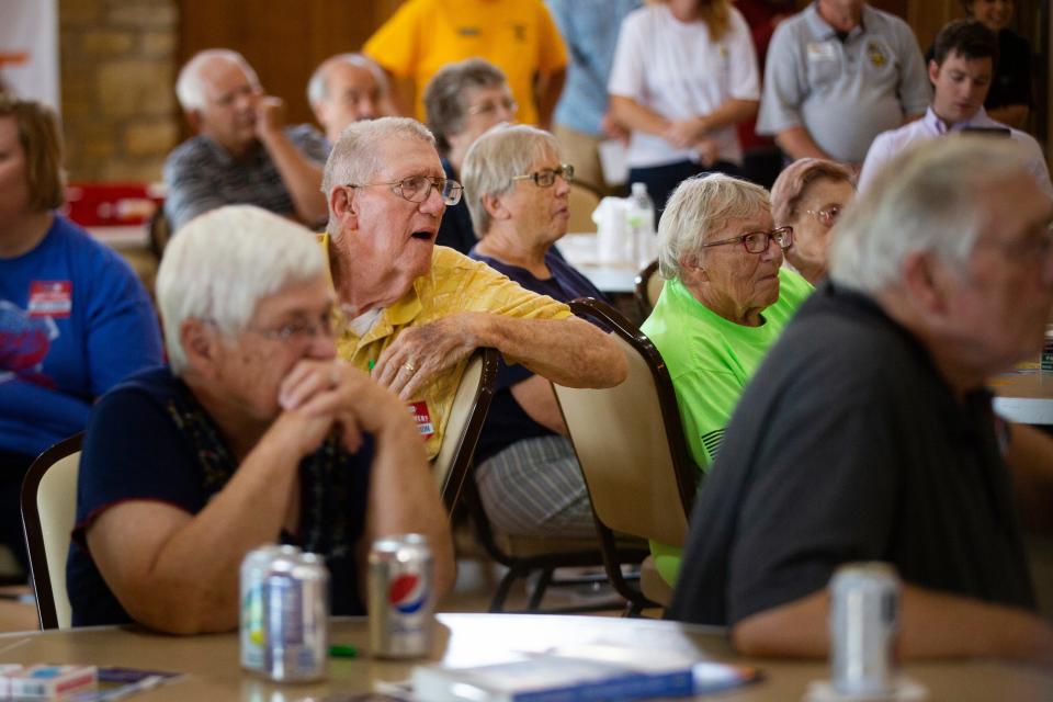 Picnicgoers listen to speakers at the Clinton County Democrats' Labor Day Picnic on Sept. 1, 2019.