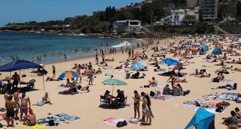 Crowds at Coogee beach in Sydney.