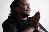 Vinessa Brown, leader of operations at LifeLine to Success, talks about the fight against gun violence Oct. 24, 2022, in Memphis, Tenn. The organization has more than a decade of experience serving people returning from prison and helping them start new lives. (AP Photo/Mark Humphrey)