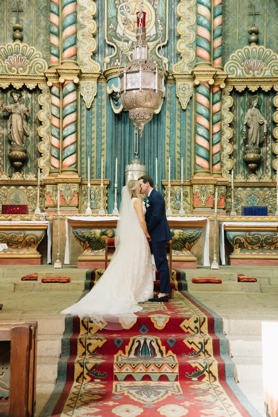 The bride combined California cool with English tradition, wore two Carolina Herrera dresses, and drove off in a vintage Porsche.