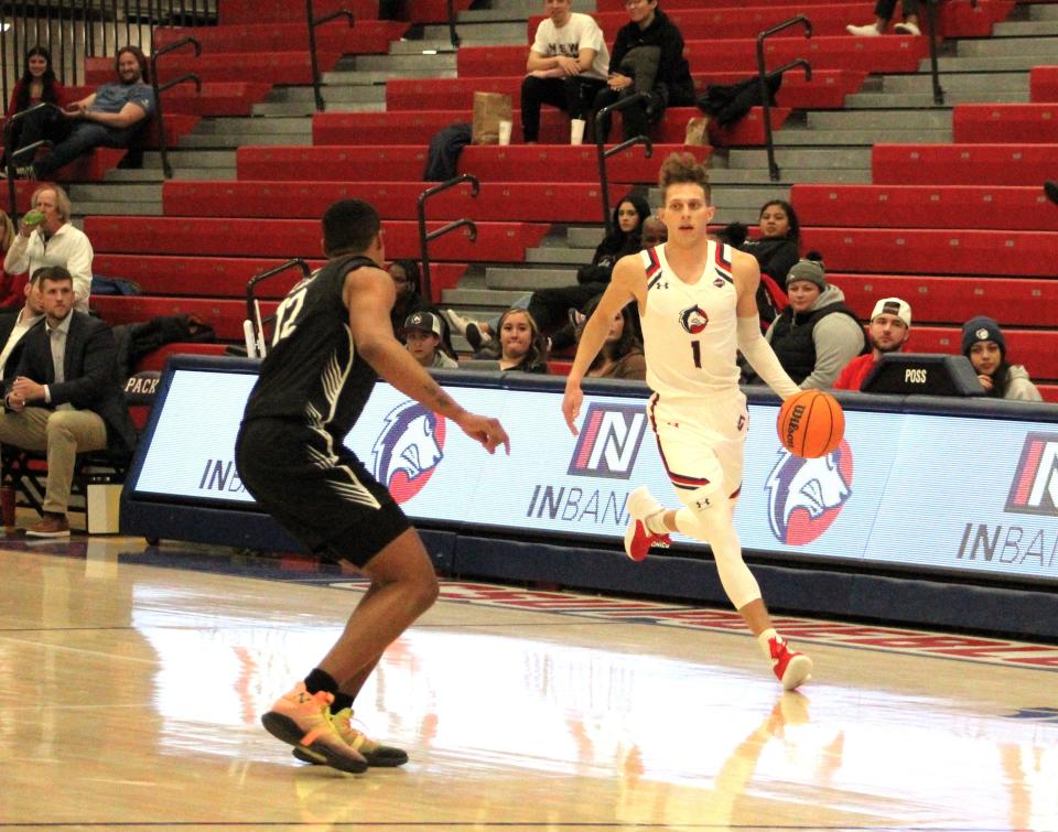 Colorado State University Pueblo's guard Makiah Morris takes the ball down the court against Multnomah College on Friday, Nov. 24, 2023 at Massari Arena in Pueblo.