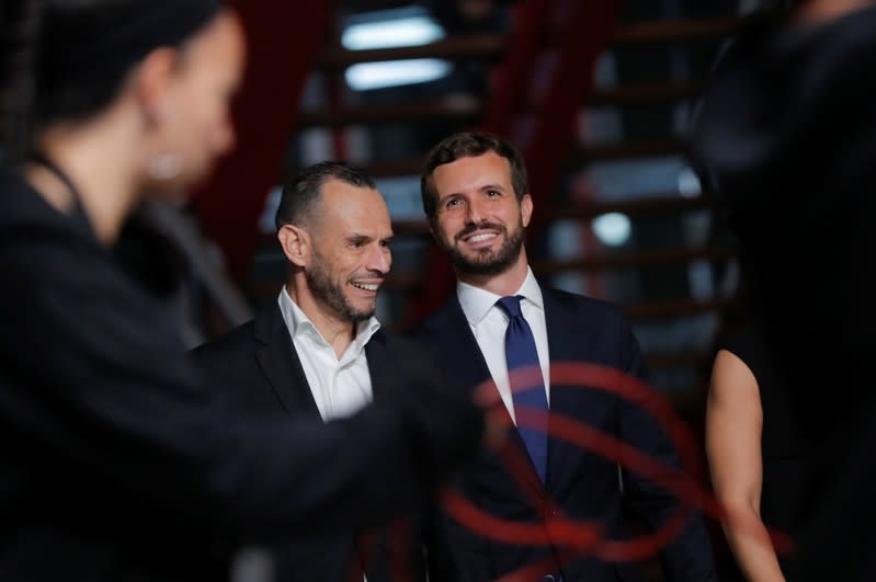 Leader of People's Party (PP) Pablo Casado arrives at televised debate ahead of general elections in Madrid