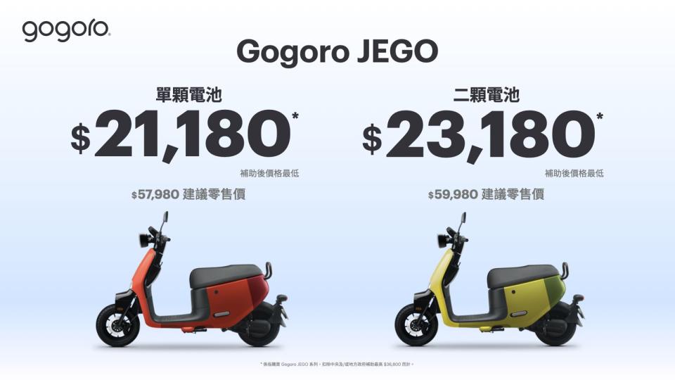 Gogoro JEGO 產品售價。