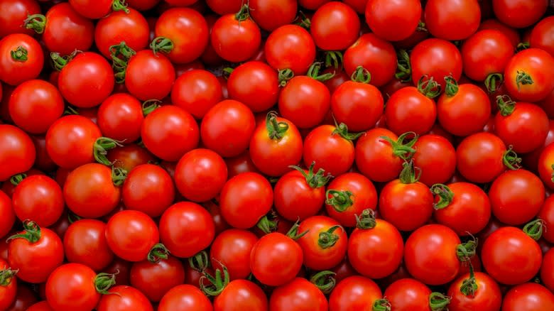 Pile of red cherry tomatoes