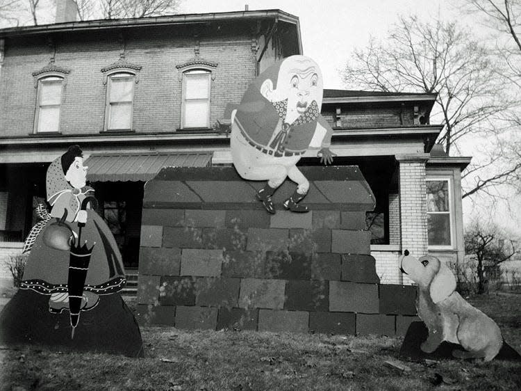 The classic nursery rhyme Humpty Dumpty was part of New Philadelphia's Storybook Lane when the Christmas display began in 1956.