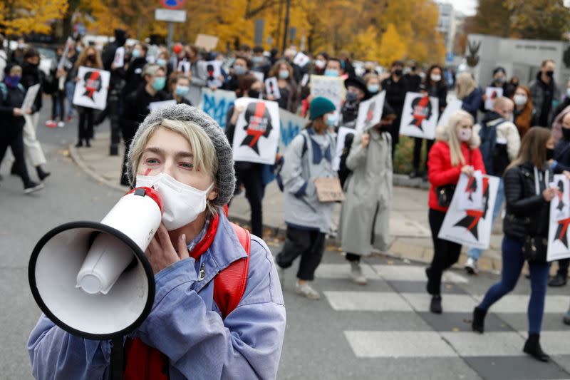 Protest against imposing further restrictions on abortion law, in Warsaw