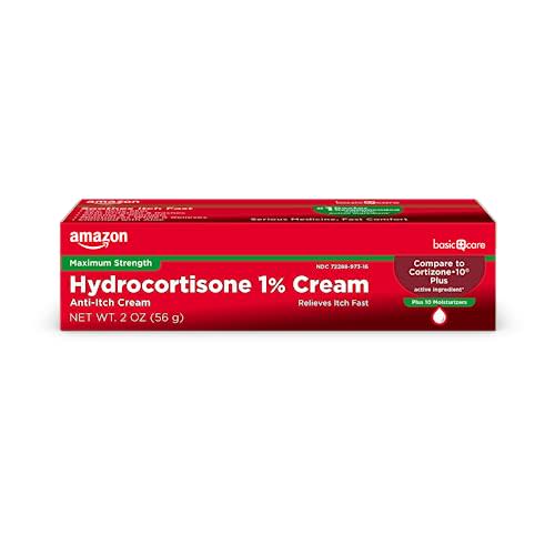 Amazon Basic Care Hydrocortisone 1% Anti-Itch Cream, 2 Ounce