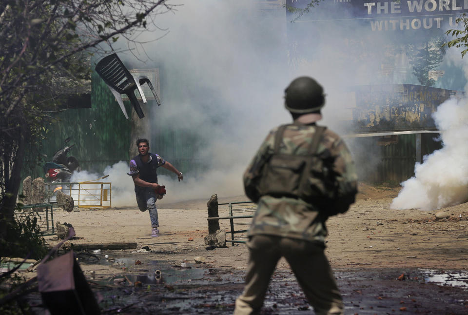 Throwing chairs in clashes