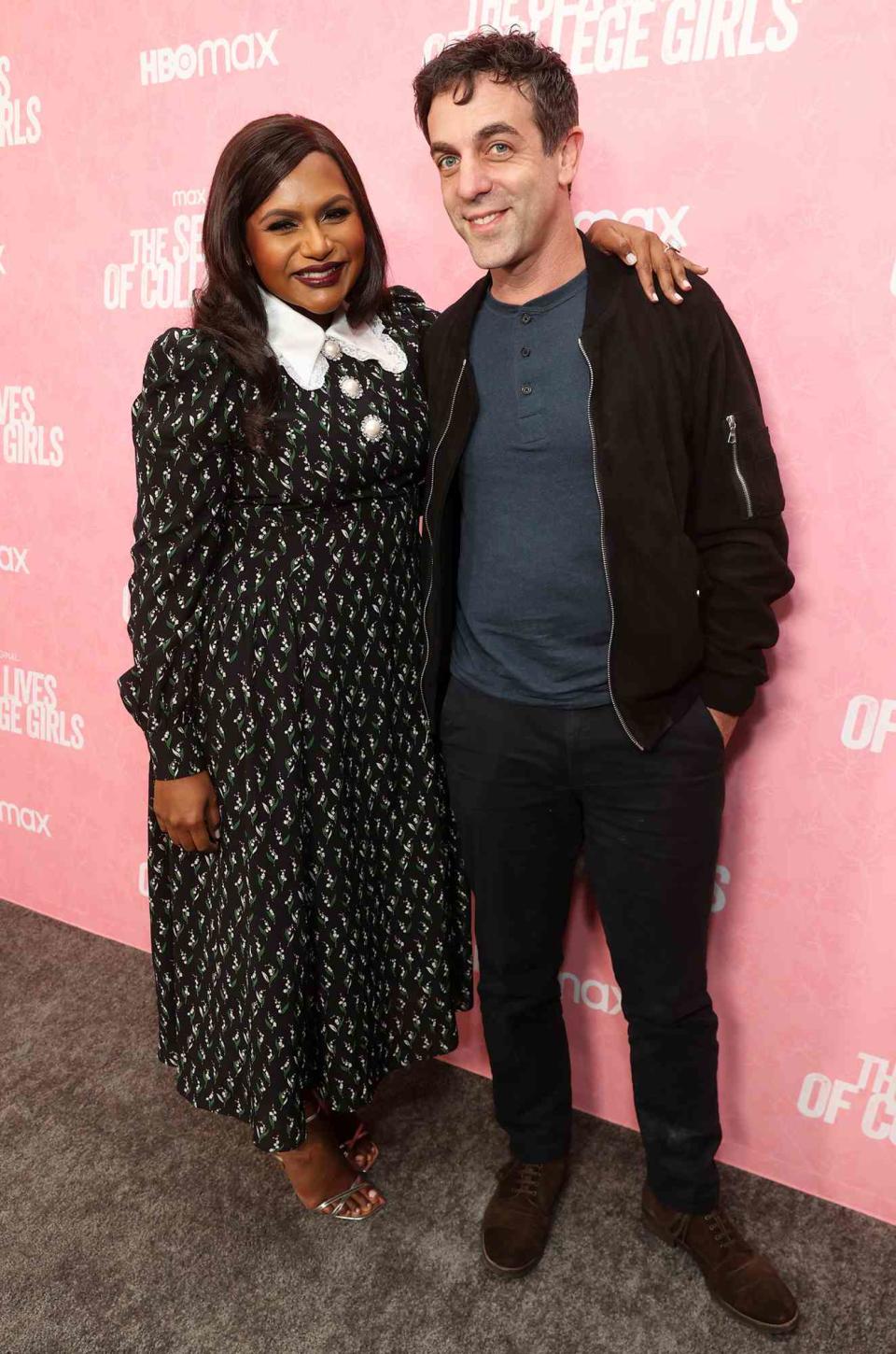 Mindy Kaling and B. J. Novak attend the Los Angeles Premiere of HBO Max's "The Sex Lives Of College Girls" at Hammer Museum on November 10, 2021 in Los Angeles, California