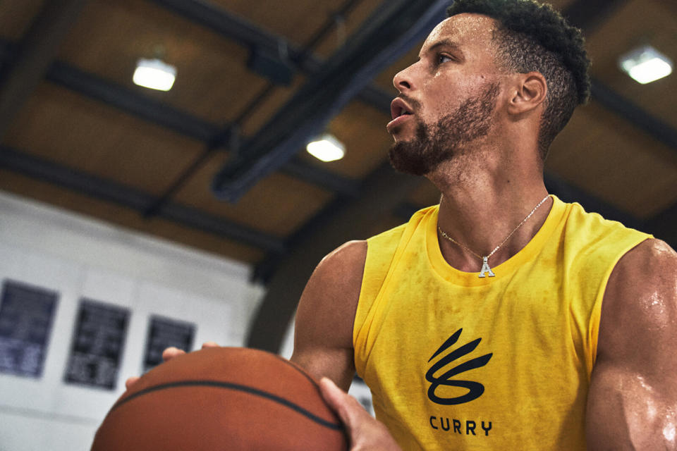 Stephen Curry sports the new Curry Brand logo. (Image: Trevor Smith for Under Armour)