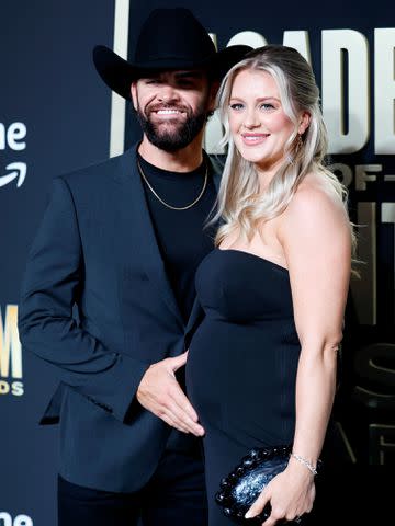 <p>Jason Kempin/Getty</p> Dylan Scott and Blair Anderson attend the 58th Academy Of Country Music Awards