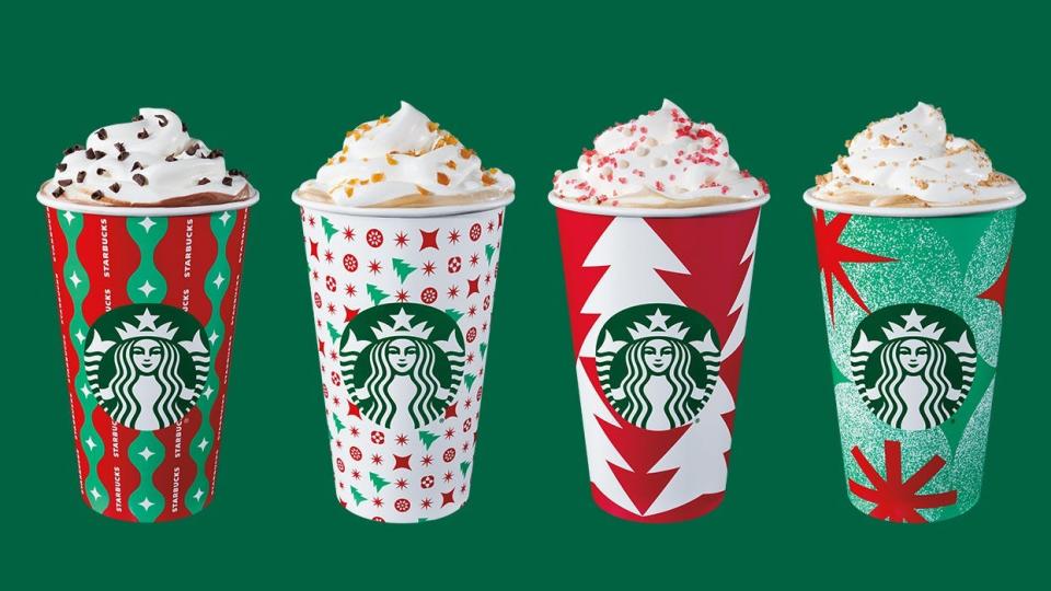 Four Starbucks holiday cups for 2022