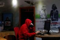 A man takes part in a training session at Cybergym, a cyber-warfare training facility backed by the Israel Electric Corporation, at their training center in Hadera, Israel