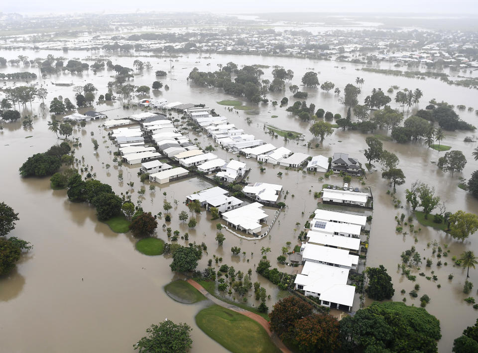 A view of the flooded area of Townsville, Australia, on Feb. 4, 2019,&nbsp;where crocodiles and snakes flowed from rivers into streets and backyards. (Photo: Ian Hitchcock via Getty Images)