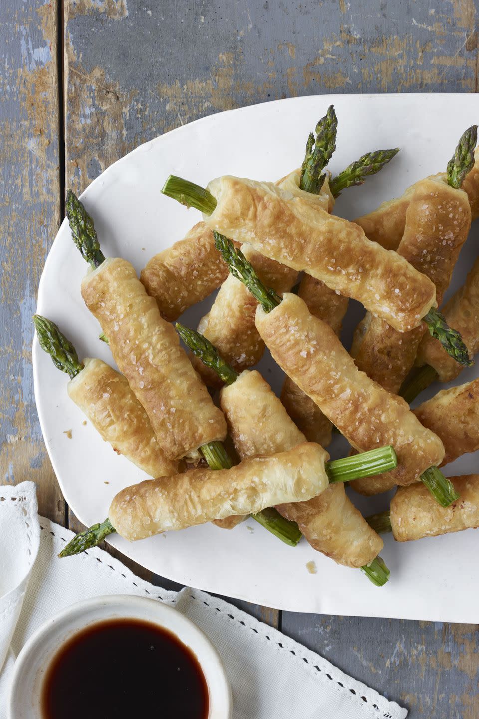 Pastry-Wrapped Asparagus with Balsamic Dipping Sauce