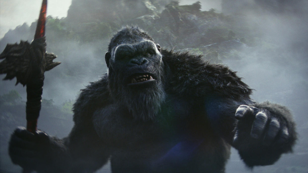  King Kong wielding weapon in Godzilla x Kong: The New Empire. 