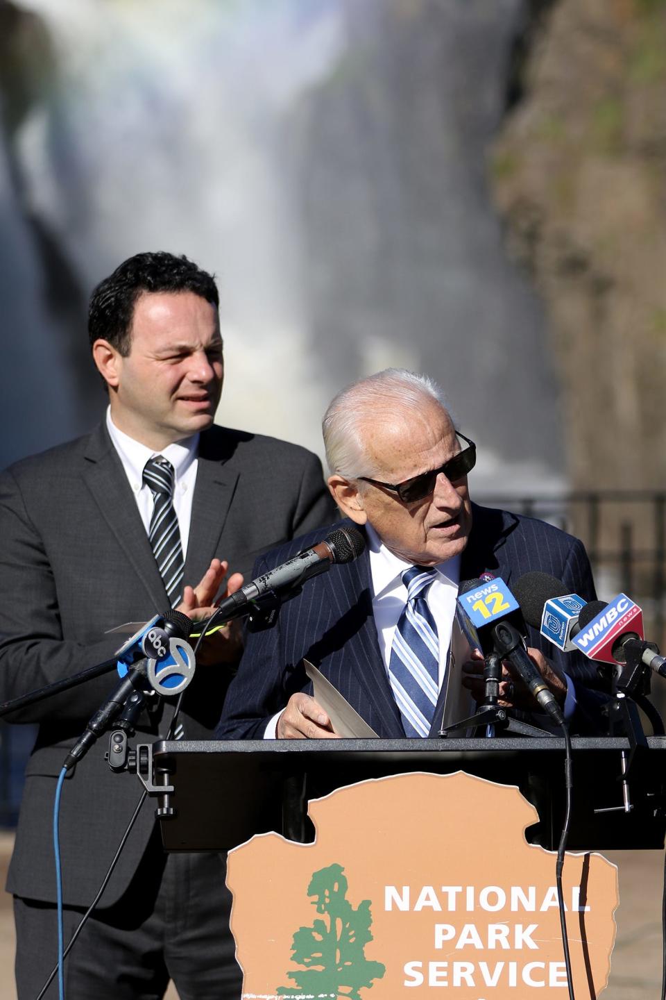 Paterson Mayor Andre Sayegh and Congressman Bill Pascrell Jr. are shown at the tenth anniversary of the Great Falls becoming a national historical park. Monday, November 8, 2021