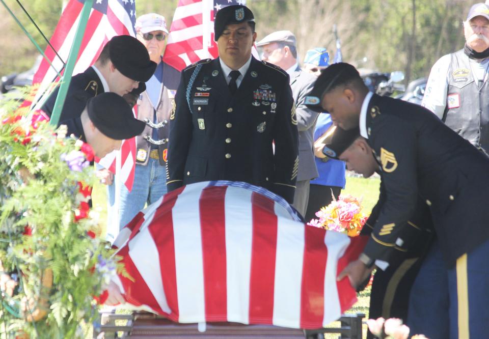 Army Staff Sgt. Grady Haskell Canup was buried Sunday at Forest Lawn Cemetery in Anderson, decades after he died in combat during WWII.