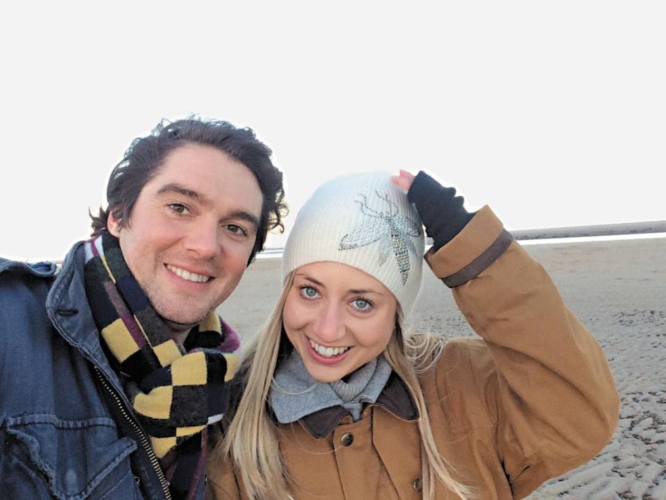 Benjamin Hall snaps a photo with his wife, Alicia, in Norfolk, England in 2014.