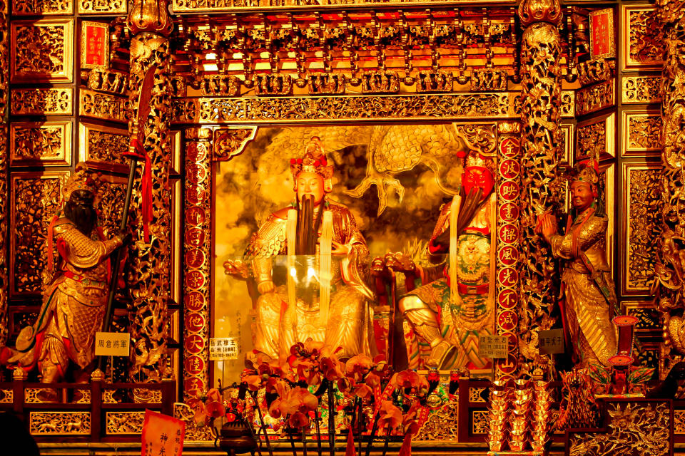 NANTOU, TAIWAN-Feb 20,2016 Closeup of Goddess(Guan yu) in wen wu temple on Feb 20,2016