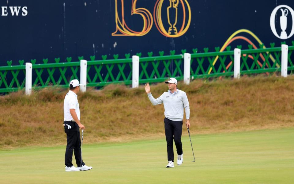 Sam Burns on the 18th after his great round  - GETTY IMAGES