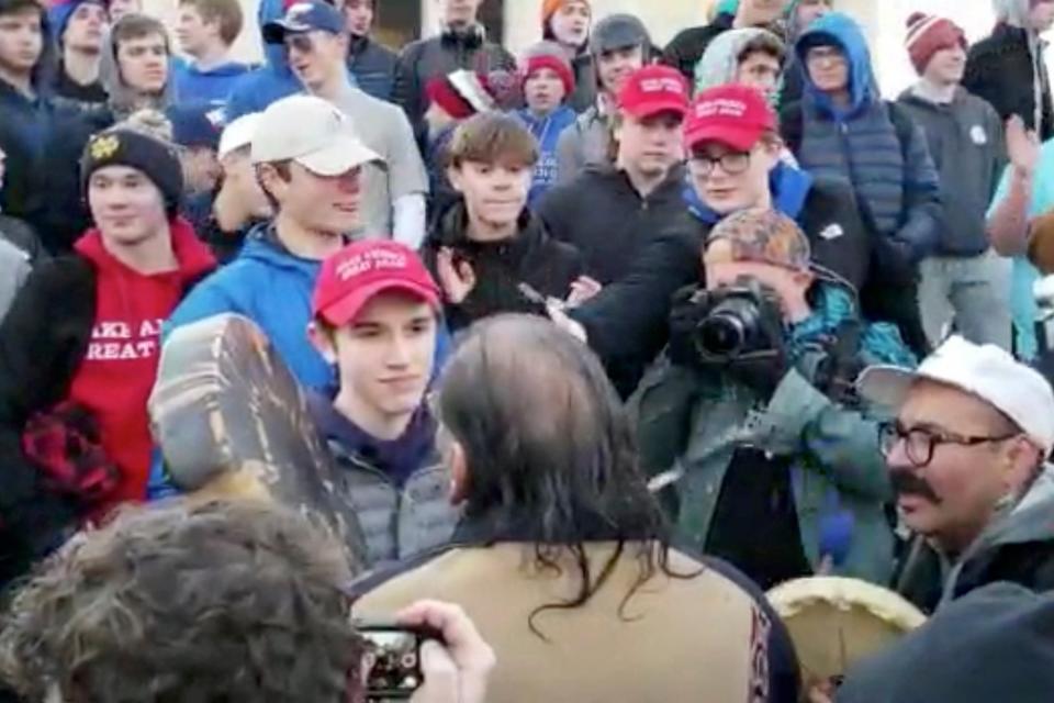 The students from Covington Catholic High School were in Washington attending an anti-abortion march (AP)