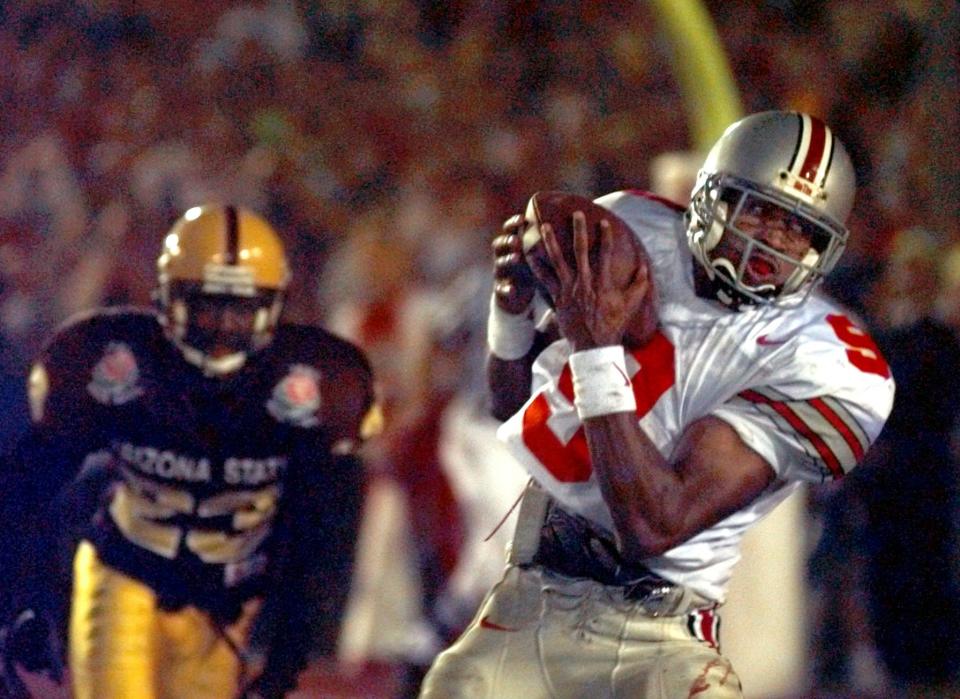 David Boston holds school records for most 100-yard games in a career (14).