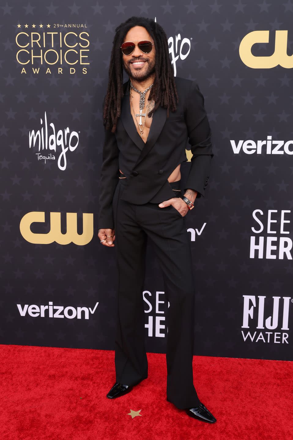 santa monica, california january 14 lenny kravitz attends the 29th annual critics choice awards at barker hangar on january 14, 2024 in santa monica, california photo by amy sussmanwireimage,