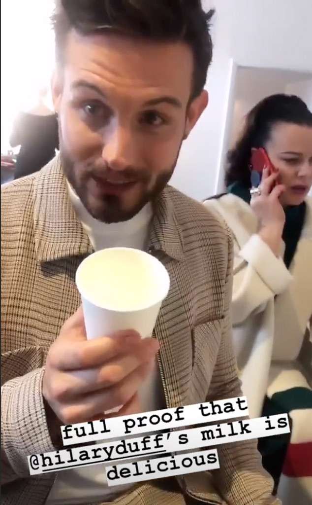 The 30-year-old actor posted a video on Instagram in which he drank the milk from a cup. Photo: Instagram/ Hilary Duff/ Nico Tortorella