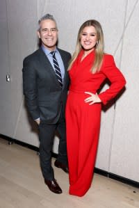 Andy Cohen and Kelly Clarkson at the SiriusXM Next Generation: Industry & Press Preview in NYC on November 8, 2023.