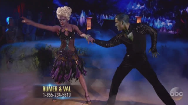 It's Disney week on <em>Dancing With the Stars</em>, and the night was filled with great dances, sweet homages and some truly stunning celebrations of the studio's animated legacy. <em>Lady and the Tramp</em>, <em>Aladdin</em>, <em>The Little Mermaid</em>, <em>Mary Poppins</em> and <em>Frozen</em> were just a few classics that the <em>DWTS</em> contestants chose to adapt for their routines this week. <strong>NEWS: '<em>DWTS</em>' Season 20 -- Week 4 Gets Emotional as Stars Share Their Most Memorable Years </strong> We saw some of the best dances of the season so far, but the night also had its fair share of bizarre moments, poorly thought-out routines and some stuff that had to make Disney lovers simply cringe. Let's take a look at the best, worst and absolutely weirdest moments of the night. <strong>THE BEST </strong> <strong>Rumer Willis Is a Sexy Sea Witch: </strong>Rumer eschewed the tradition of dancing like a princess and instead chose to play the villainous Ursula from <em>The Little Mermaid</em> – complete with wild hair and purple skin. Her partner Val Chmerkovskiy donned green makeup and creepy contacts to play one of Ursula's pet eels. The dance was passionate, aggressive and as sexy as you could possible imagine Ursula ever being. <strong>Tony Dovolani Is the Most Supportive Pro Partner: </strong>Tony has always been one of the best pro partners on <em>DWTS</em> because he's more than just a talented dancer and choreographer. He's also a patient, dedicated and supportive teacher. When Suzanne Somers declared that she wanted to quit, Tony showed his true stripes with a powerful and supportive pep talk that got Suzanne's head back in the game. <strong>Artem Chigvintsev Knows How to Rock a Tux: </strong>While the dance was just okay, Patti LaBelle's pro partner shined in this classic, grey tux and tails. Shouldn't we all just come together and agree that this is a style that should enjoy a comeback? <strong>Willow Shields Is a Wonderful Alice: </strong>Mark Ballas' rabbit mask might have looked like something out of a horror movie, but Willow ruled as the classic Alice, trapped in a wonderland filled with the evil Red Queen's dancing card soldiers. She couldn't have been better, and was rewarded with incredibly solid scores. <strong>Riker Lynch Is an Amazing Dancing Jack Sparrow: </strong>Riker and Allison set the bar incredibly high with their <em>Pirates of the Caribbean</em>-themed routine that had Ryker decked out as the iconic Captain Jack, and he couldn't have nailed the role any more perfectly. <strong>NEWS: How <em>Dancing With the Stars</em> Got Derek Hough Back for Season 20 </strong> <strong>THE WORST </strong> <strong>Sexy Mary Poppins: </strong>Robert Herjavec and Kym Johnson performed a routine set to the classic <em>Mary Poppins</em> song "Step in Time" and Kym dressed up as a sexy Mary Poppins showing off her cleavage. That's not something that anyone ever needs to see. <strong>Mark Ballas Is Nightmare Fuel: </strong>Mark Ballas -- in his continuing attempt to turn <em> DWTS </em>into a set-decorating contest that also has some dancing in it -- dressed up as the White Rabbit for his <em>Alice in Wonderland</em>-themed routine with Willow. To say Mark's costume was insanely creepy would be an understatement. Host Tom Bergeron said it best when he joked, "No, that's not Hugh Hefner's nightmare, it's just Disney night." <strong>Chris Soules Made Witney Carson Cry: </strong>How dare you Chris Soules?! Witney Carson is adorable and talented and perfect. You're a <em>Bachelor</em> star. She won <em>Dancing With the Stars</em> last season, so how about you just listen to her coaching and shut up? <strong>VIDEO: <em>Bachelor</em> Chris Soules Joins <em>Dancing with the Stars</em></strong> <strong>THE WEIRDEST </strong> <strong>Mickey and Donald Take Over the Control Room: </strong>It was Disney night, so we had to get random shots of Mickey Mouse and Donald Duck doing weird stuff. It never fit, it never made sense and it just felt forced the whole time. <strong>Chris Soules Looks a Lot Like the Real Hercules: </strong>It doesn't even make sense how much this guy looks like the animated Hercules. Chris might have rubbed some people the wrong way by making his partner Witney cry, but you can't deny that he fit the part bizarrely well. <strong>Olaf Makes a Special Cameo: </strong>During Nastia Liukin and Derek Hough's <em>Frozen</em>-themed number, Olaf the snowman made a special appearance on the judges' desk. It was cute, but everyone's awkward reactions to the on-screen graphics were so forced it was hilarious. <strong>THE BIG GOODBYE (SPOILERS) </strong> It was such a fun night of Disney dances that you almost forgot one of the stars was going to have to go home at the end. Sadly, it came down to two couples: Chris and Witney, and Suzanne and Tony. While it really could have gone either way, it looks like Chris' good will earned from his time on <em>The Bachelor</em> might have saved him, because it was the former <em>Three's Company</em> star was sent home. <strong>FINAL SCORES: </strong>The competition is heating up, and there are a few front-runners who are constantly proving their skills each week. Rumer, Nastia, Riker and Willow are dancing powerhouses time and again, and this week the results cemented their roles as the show's best competitors. <strong>VIDEO: <em>Dancing with the Stars</em> Season 20 Celebrities Revealed -- and a <em>DWTS</em> Pro Returns! </strong> <strong>Rumer Willis & Valentin Chmerkovskiy - 39 </strong> Nastia Liukin & Derek Hough - 38 Riker Lynch & Allison Holker - 38 Willow Shields & Mark Ballas - 34 Noah Galloway & Sharna Burgess - 28 Patti LaBelle & Artem Chigvintsev - 27 Suzanne Somers & Tony Dovolani - 27 <em><strong>(Eliminated)</strong></em> Chris Soules & Witney Carson - 27 Robert Herjavec & Kym Johnson - 24 <strong>Who do you see winning season 20?</strong>