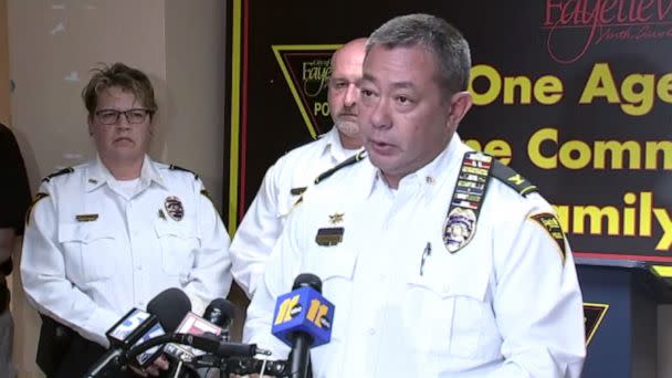 PHOTO: Police Chief Kemberle Braden speaks at a press conference in Fayetteville, N.C., on April 28, 2023. (WTVD)