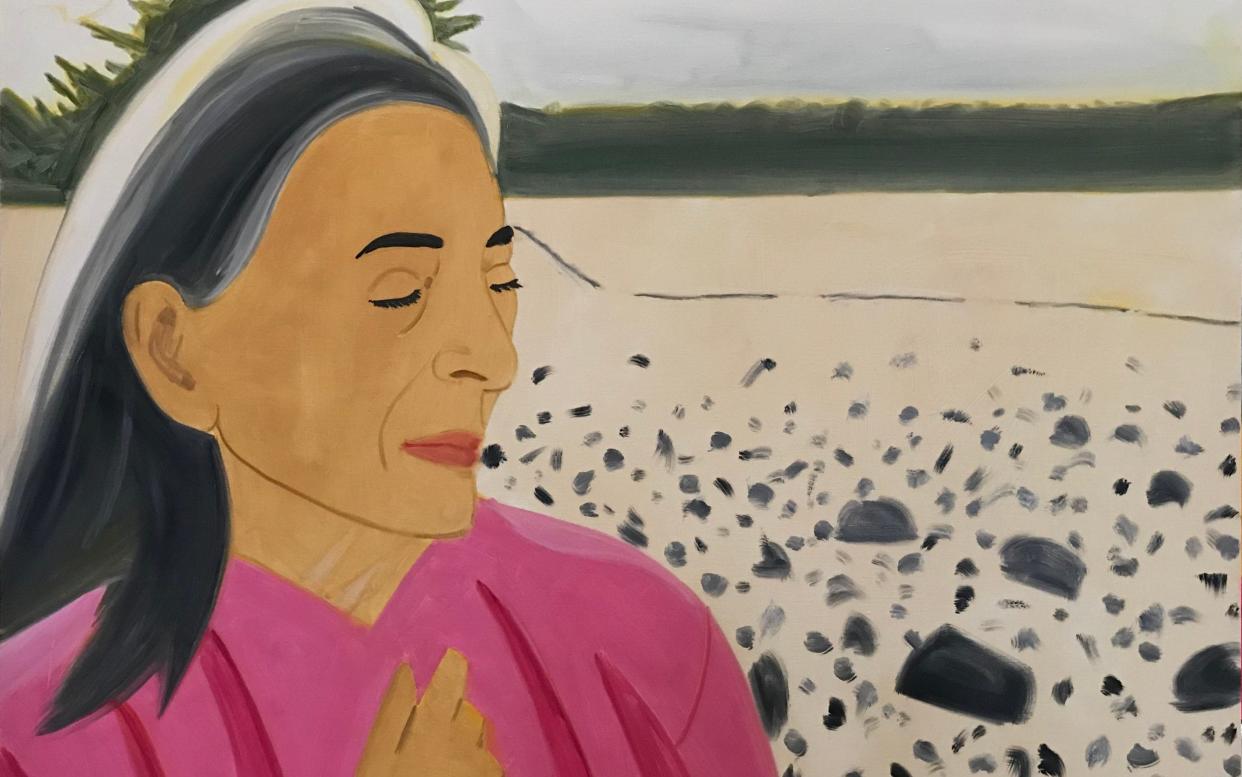 Ada with Pink Sweater 3 (2019, detail) by the American artist Alex Katz - Timothy Taylor