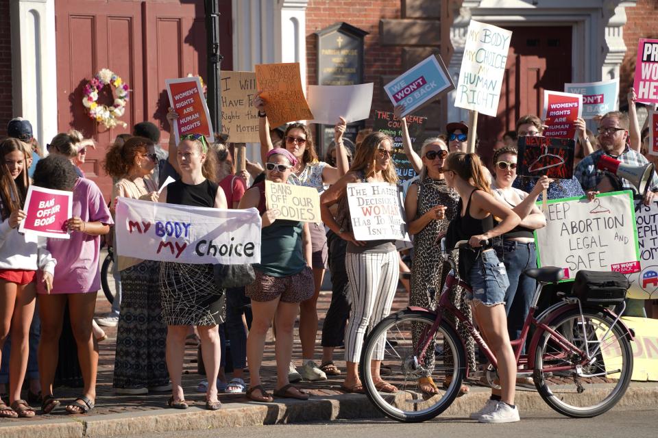 The "Bans Off Our Bodies" rally in Market Square in Portsmouth Friday, June 24, 2022.