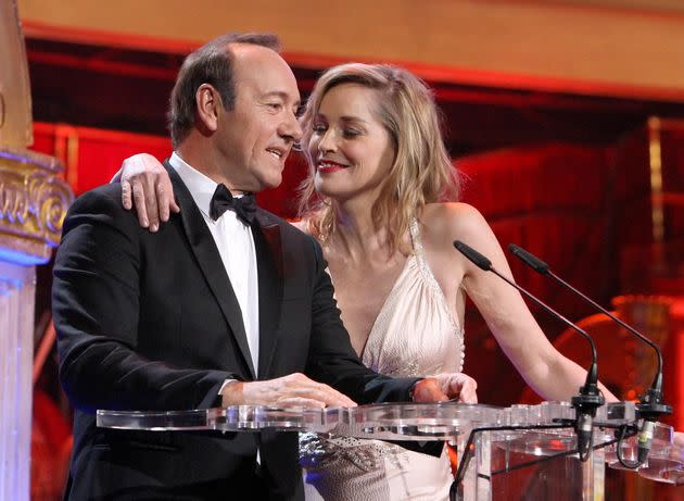 Kevin Spacey and Sharon Stone, seen here at a 2011 charity gala at the Royal Albert Hall in London.