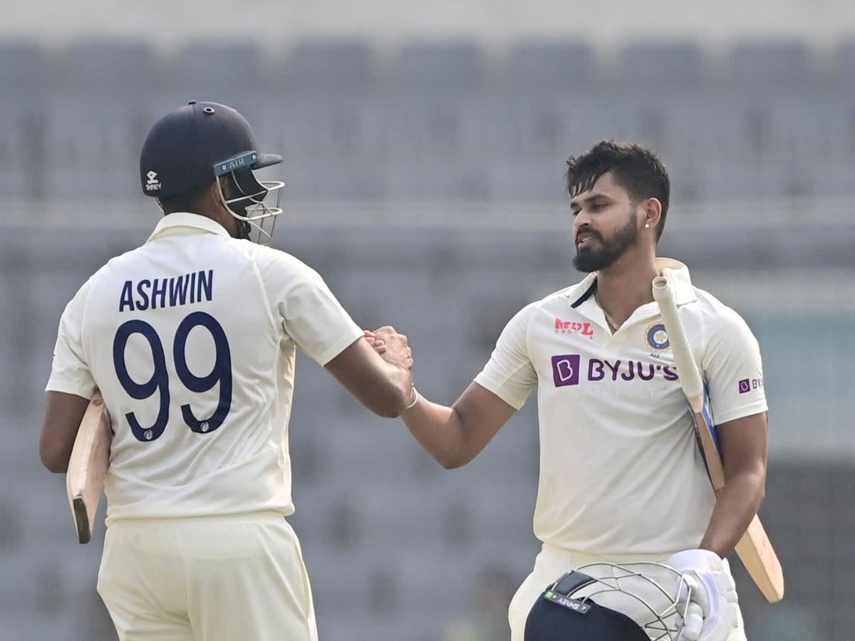 Ravichandran Ashwin and Shreyas Iyer put in crucial performances for India (AFP via Getty Images)